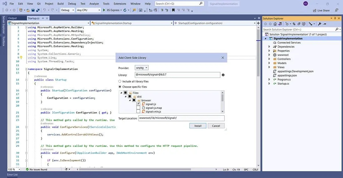 Add SignalR client library Add SignalR client library